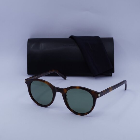 Saint Laurent SL342 003 Sunglasses Havana Round Frame, Green Lenses - Picture 11 of 11